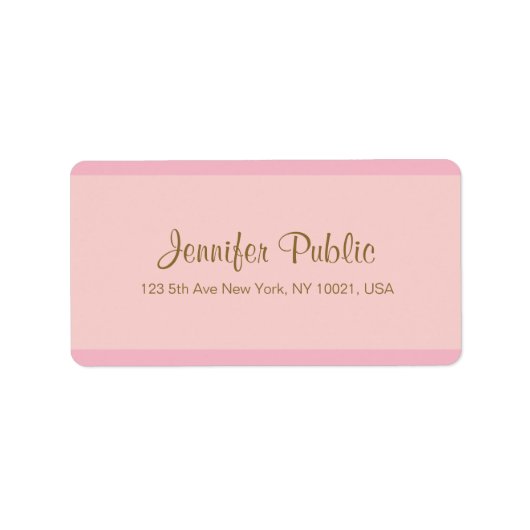 Étiquette Elégant Pink Gold Script Adresse Modèle tendance (Devant)