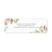 Étiquette Elegant Pink Ivory Floral Mariage Adresse de retou (Devant)