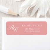 Étiquette Elegant Pink Monogram Return Address (En situation)