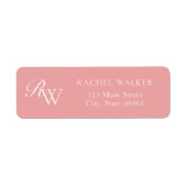 Étiquette Elegant Pink Monogram Return Address (Devant)