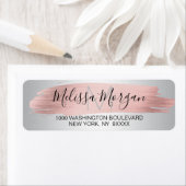 Étiquette Elegant Pink Rose Gold Foil & Silver Address (En situation)