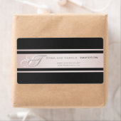 Étiquette Élégant Pink Stripes Black Texture Personnalisé Mo (En situation)