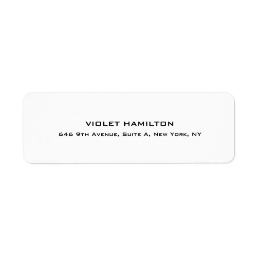 Étiquette Élégant Plain Simple Blanc Professionnel Moderne (Devant)