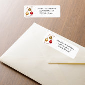 Étiquette Elegant Red and Gold Ornament Return Address