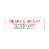 Étiquette Élégant Red Merry Bright Christmas Return Adresse (Devant)
