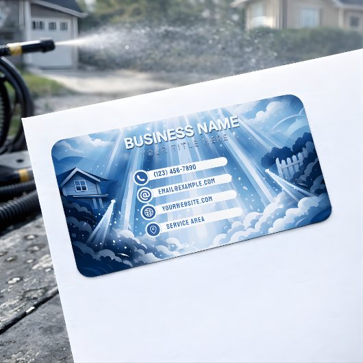 Étiquette Elegant Residential Pressure Washing Radiant Sky