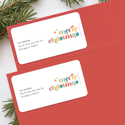 Étiquette Elegant Retro Christmas Holiday Return Address