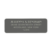 Étiquette Elégant Retro Dark Grey Art Déco Adresse de retour (Devant)