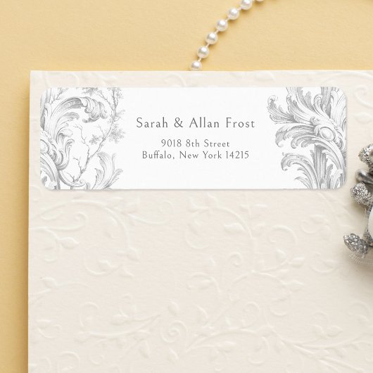 Étiquette Élégant Rococo Floral Français