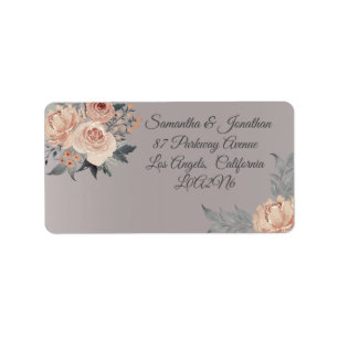 Étiquette Élégant Romantique Argent rose Mariage Floral Reto