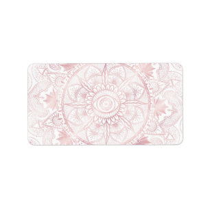 Étiquette Elégant Rose Blanc Or Oeil Soleil Lune Mandala
