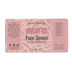 Étiquette Élégant Rose Coral rose visage cheveux Huile Étiqu