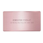 Étiquette Elégant Rose couleur or Modèle personnalisé (Devant)