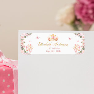 Étiquette Elegant rose et or Princess Adresse de retour