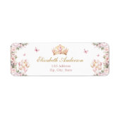 Étiquette Elegant rose et or Princess Adresse de retour (Devant)