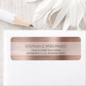 Étiquette Élégant Rose Gold brossé Metallic Adresse de retou (En situation)