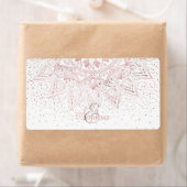 Étiquette Elégant Rose Gold Dots Mandala (En situation)