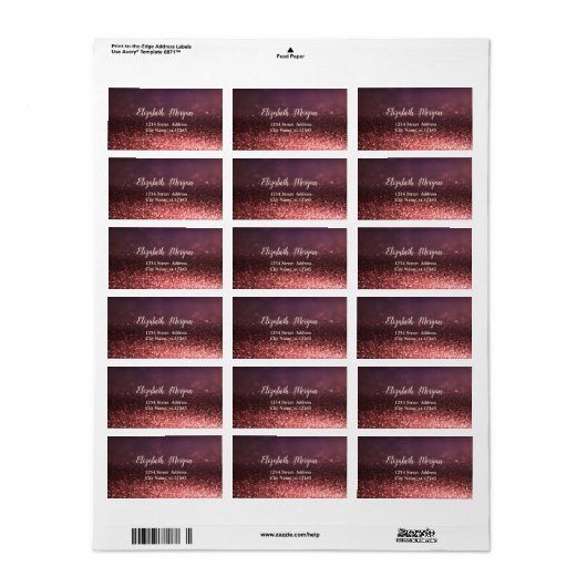 Étiquette Elégant Rose  Gold Parties scintillant Bokeh (Feuille entière)