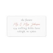 Étiquette Élégant Rose Gold Script Mariage Adresse de retour (Devant)