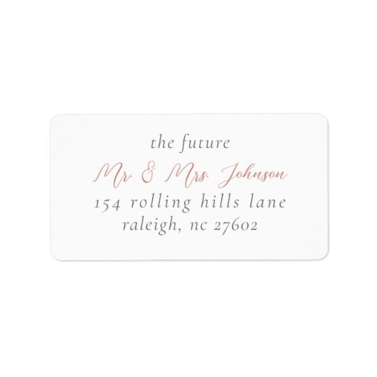 Étiquette Élégant Rose Gold Script Mariage Adresse de retour (Devant)