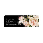 Étiquette Élégant Rose noir Romance Mariage Adresse de retou (Devant)
