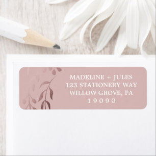 Étiquette Elégant Rose or et rose Mariage de cadre feutré