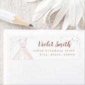 Étiquette Elégant rose or & robe blush adresse de retour (En situation)
