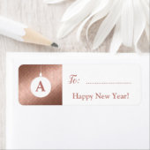 Étiquette Élégant rose or xmas bille monogramme cadeau marqu (En situation)