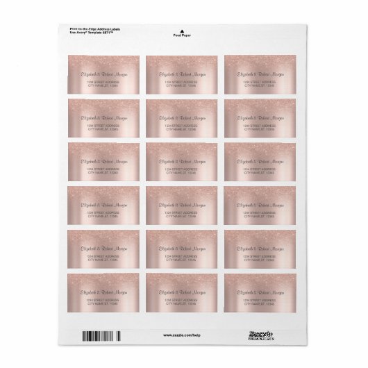 Étiquette Élégant Rose Parties scintillant or Bokeh Mariage  (Feuille entière)