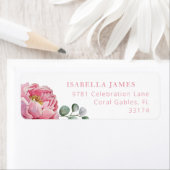 Étiquette Elégant rose Peony Floral and Greenery Return Addr (En situation)