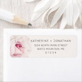 Étiquette Elégant rose rose aquarelle Floral Adresse de reto (En situation)