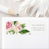 ÉTIQUETTE ELÉGANT ROSE VERT BLEU PEONH PEONNE FLEURIE EAU CO (En situation)