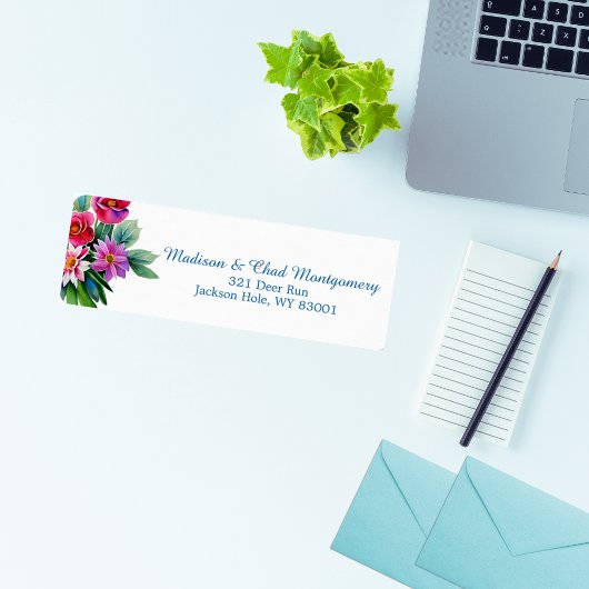 Étiquette Élégant rose violet floral