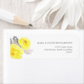 Étiquette Elégant Roses d'aquarelle jaune et gris (En situation)