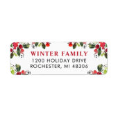 Étiquette Elégant rouge Aquarelle verte Adresse de retour (Devant)