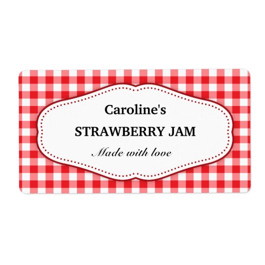 Étiquette Elégant rouge et blanc en vichy jarre en conserve (Devant)