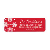 Étiquette Élégant rouge et blanc Snowflake Adresse de retour (Devant)