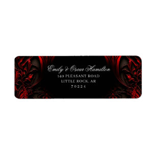 Étiquette Élégant rouge et noir gothique Damask Adresse de r