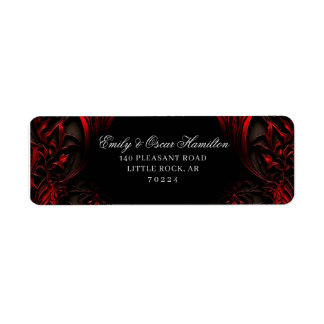 Étiquette Élégant rouge et noir gothique Damask Adresse de r