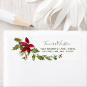 Étiquette Élégant Rouge Poinsettia Noël (En situation)