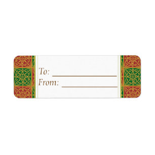 Étiquette Élégant Rouge Vert Fleur de Lis Cadeau Tag Étiquet