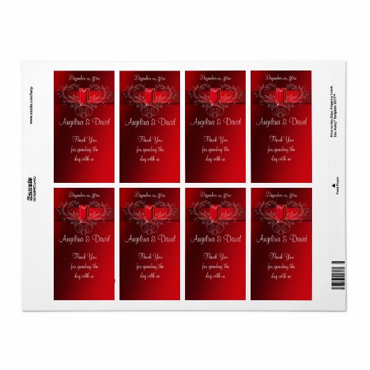 Étiquette Élégant ruban rouge, Ruby (Feuille entière)