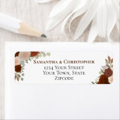 Étiquette Elegant Rust Orange Floral Mariage Adresse de reto (En situation)