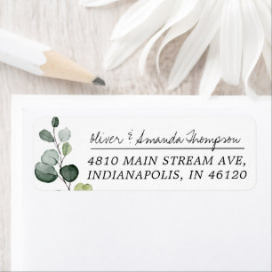 Étiquette Elégant Rustic Eucalyptus Feuilles Adresse de reto