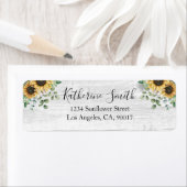 Étiquette Elégant Rustic Sunflower Eucalyptus Adresse de ret (En situation)