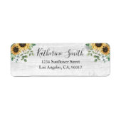 Étiquette Elégant Rustic Sunflower Eucalyptus Adresse de ret (Devant)