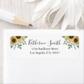 Étiquette Elégant Rustic Sunflower Eucalyptus Adresse de ret (En situation)