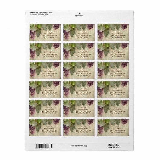 Étiquette Élégant Rustic Vineyard Mariage de automne (Feuille entière)