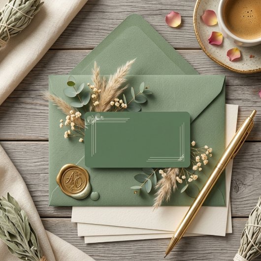 Étiquette Elegant Sage Green Eucalyptus Wedding Return