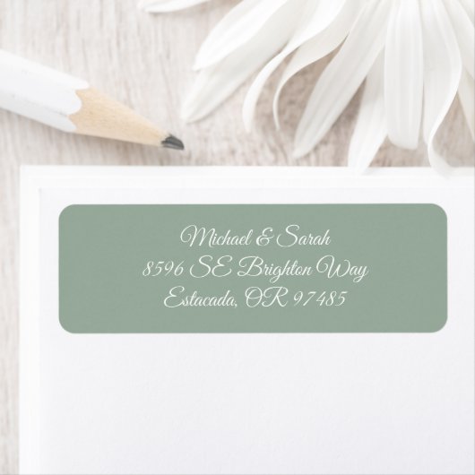 Étiquette Elegant Sage Green Return Address (En situation)